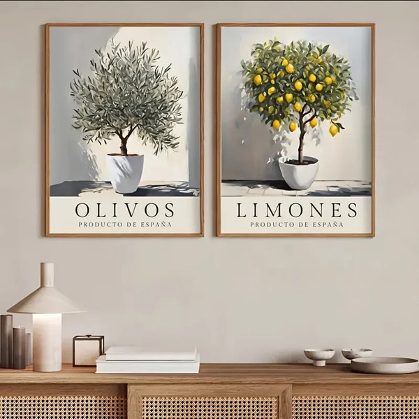 Retro Olive Tree Canvas Art