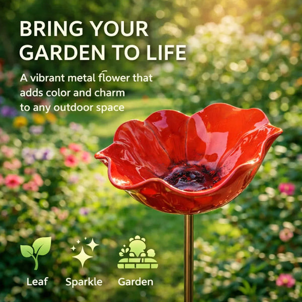 Handmade Poppy Metal Garden Stake